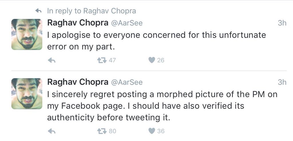 Raghav Chopra apology