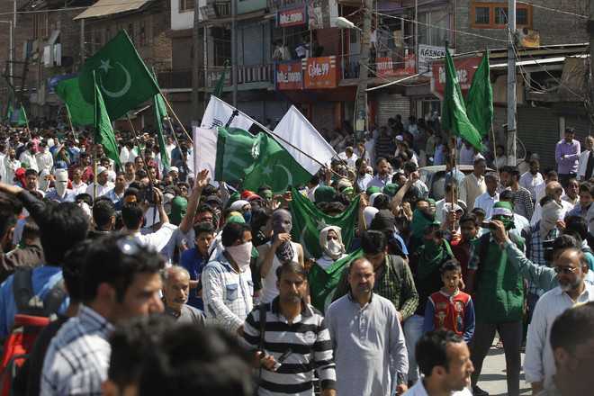 Hurriyat rally Pakistan flags