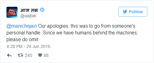 AajTak apology