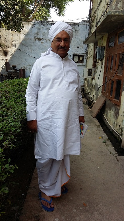 Sh. Bhaniram Mangla in his ancestral home in Mewat, after listening to problems of local citizens gathered there.