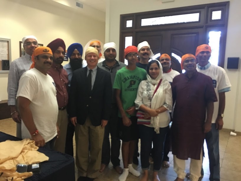 Sewa Day 2016 in Colorado: Volunteers (with Congressman Mike Coffman) prepared and served food for 300+ people at the Gurudwara.