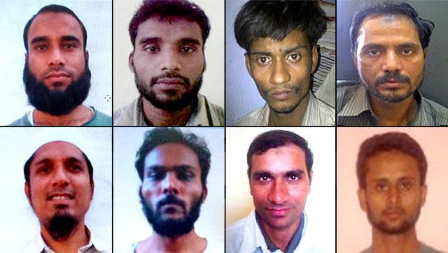 The eight suspected SIMI operatives who escaped from prision and were killed in an encounter on Monday. Clockwise from top left, Abdul Majid, Mehboob Guddu, Zakir Hussain, Amjad Khan, Mohammad Aqeel Khilji, Mohammad Khalid Ahmad, Mohammad Saliq, Mujeeb Sheikh. (Source: Hindustan Times)