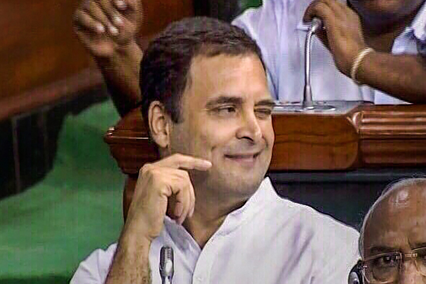 Rahul Gandhi winks in Lok Sabha Congress