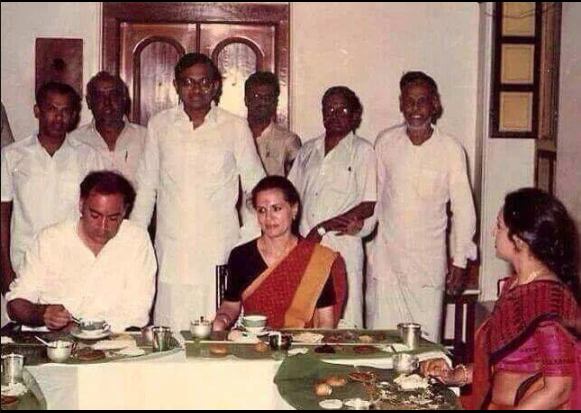 P Chidambaram with Rajiv & Sonia Gandhi