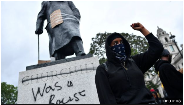 Anti-Racism protests deface Churchill statue