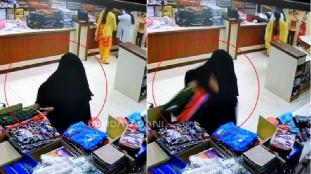 Burqa Clad Womans Shoplifting Act In Hindu Owned Garment Shop Caught 