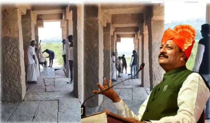 Yatnal expresses outrage against meat sale at Shree Krishnnadevaraya's samadhi (picture courtesy - Samyukta Karnataka)