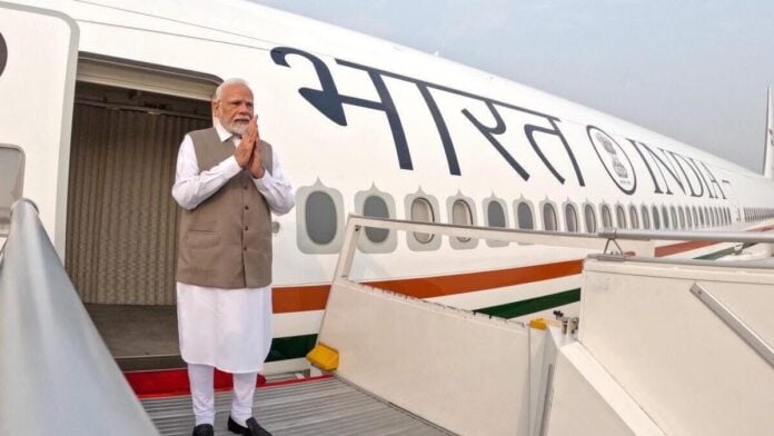 Indian Prime Minister Modi arriving in Malaysia for diplomatic talks.