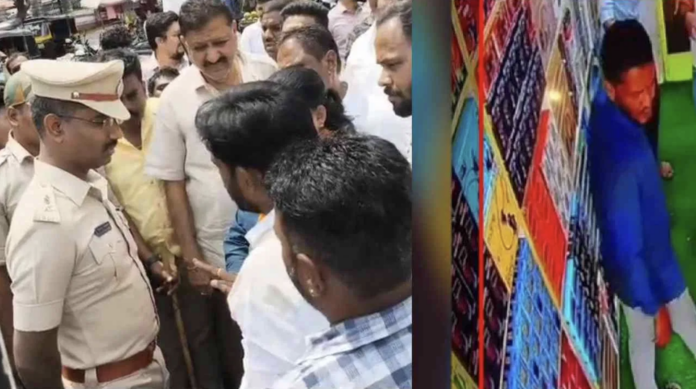 Hindu organizations protest in Chitradurga following stabbing incident at mobile shop.