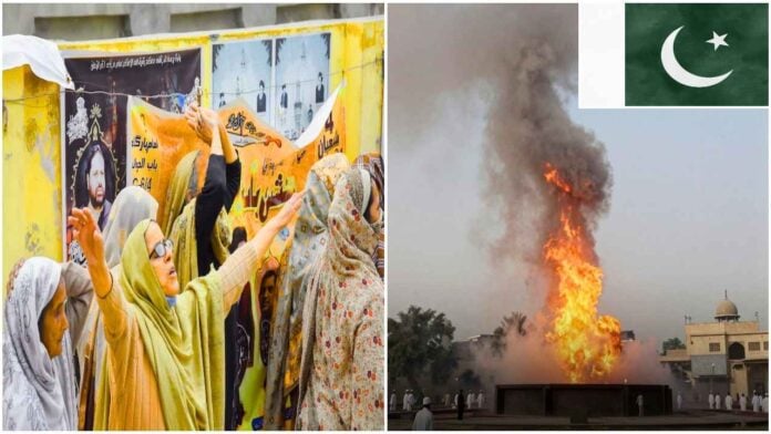 Protesters and a large explosion in Pakistan related to political unrest.