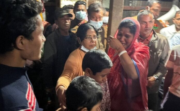 Women and children distressed during Bangladesh Army raid in Hindu village at midnight.