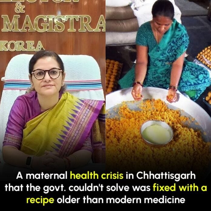Maternal health crisis in Chhattisgarh with traditional flower offerings.
