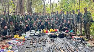 Naxal weapons and supplies seized during anti-Naxal operation in India, related to Amit Shah's drive.