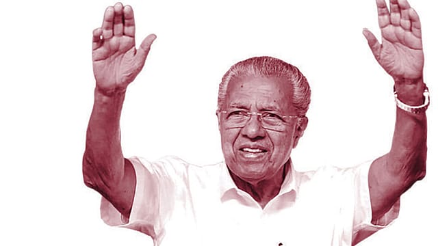 Senior man raising hands in a political rally, symbolizing election campaign.
