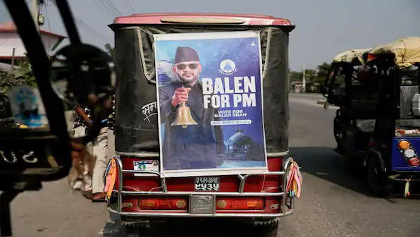 Poster of candidate Balendra for Prime Minister in Nepal election campaign.