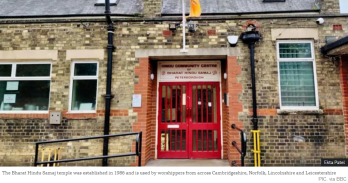 Hindu temple in Peterborough successfully fights sale to mosque, preserving religious site.