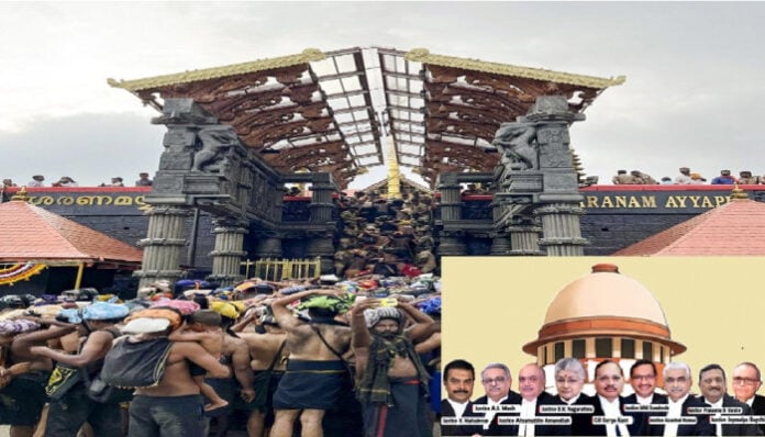 Hindu temple entrance with devotees and political leaders at the event.