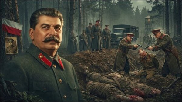 Nazi soldiers executing prisoners in forest during WWII, depicting atrocities.