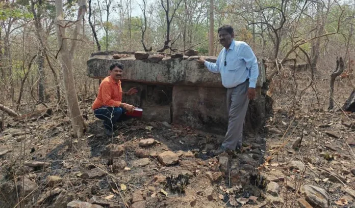 Ancient megalithic dolmen unearthed in Mulugu, Telangana, revealing prehistoric burial practices.