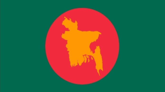 Map of Thailand in yellow on a red circle background, representing Thai national identity.