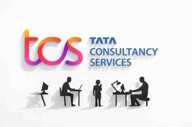 Illustration of TCS employees working at desks, highlighting workplace issues.