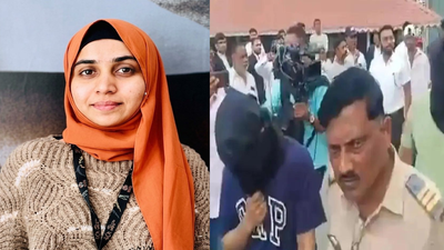 Muslim woman protesting in India during TCS Islamization case coverage.