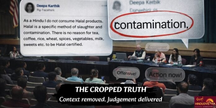 Image showing Deepa Karthik speaking about free speech and censorship issues.