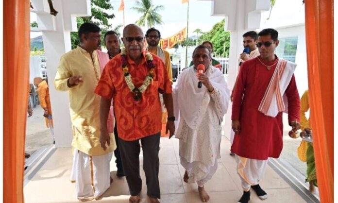 Fiji Prime Minister Rabuka inaugurates the rebuilt Laxmi Narayan Mandir in Tavua, symbolizing nation.