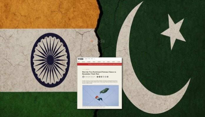 India and Pakistan flags with a news article about national identity and heritage.