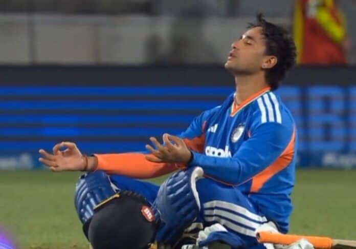 Abhishek Sharma chants Om Namah Shivay on pitch after T20 hundred