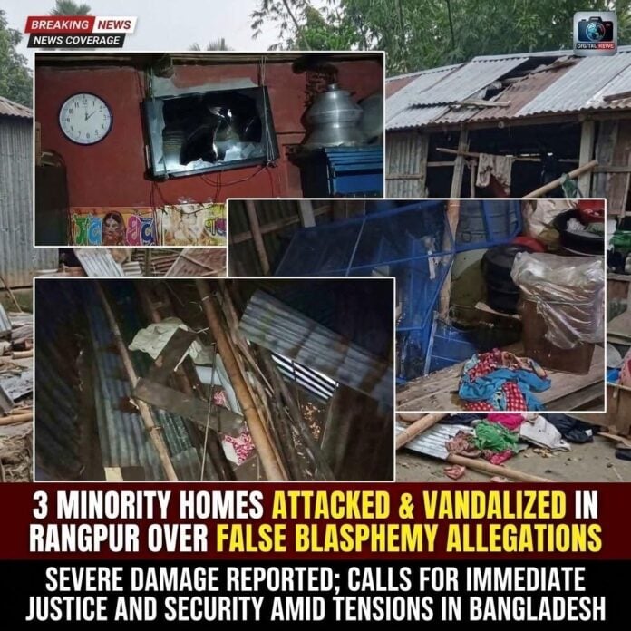Rangpur Bangladesh - Hindu homes attacked by Islamists